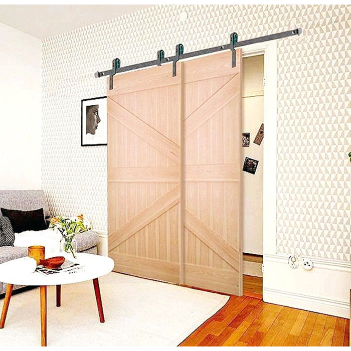 Homacer Sliding Single Track Bypass Double Door Classic Design Barn